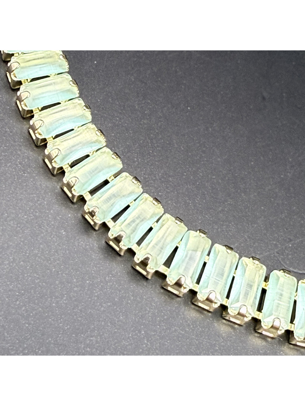 candy+clover green ghost milky baguette gold tone tennis bracelet - Picture 2 of 5